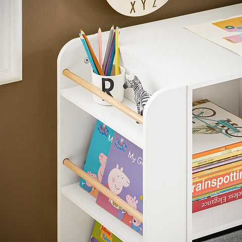 Rootz Children's Toy Storage Shelf - Kids Bookcase - Toy Organizer - MDF and Rubber Wood - 100cm x 80cm x 35cm