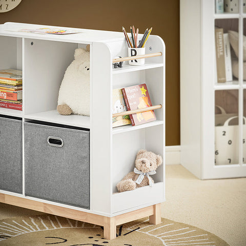 Rootz Children's Toy Storage Shelf - Kids Bookcase - Toy Organizer - MDF and Rubber Wood - 100cm x 80cm x 35cm