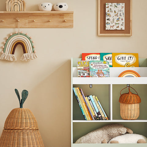 Rootz Children's Bookshelf - Toy Storage Rack - Kids' Organizer - MDF and Pine Construction - Safety Anti-Tip Design - Easy Assembly - 60cm x 89cm x 36cm