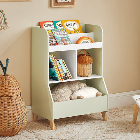 Rootz Children's Bookshelf - Toy Storage Rack - Kids' Organizer - MDF and Pine Construction - Safety Anti-Tip Design - Easy Assembly - 60cm x 89cm x 36cm