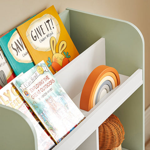 Rootz Children's Bookshelf - Toy Storage Rack - Kids' Organizer - MDF and Pine Construction - Safety Anti-Tip Design - Easy Assembly - 60cm x 89cm x 36cm