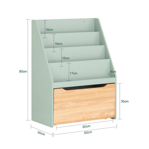 Rootz Children's Bookcase - Kids Storage Organizer - Toy Chest with Wheels - Easy Reach Design - 62x80x30cm