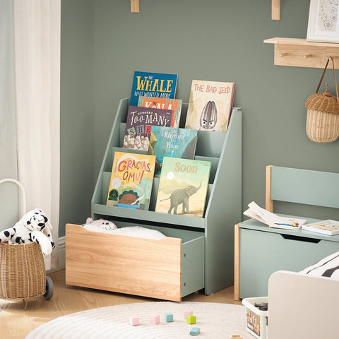 Rootz Children's Bookcase - Kids Storage Organizer - Toy Chest with Wheels - Easy Reach Design - 62x80x30cm