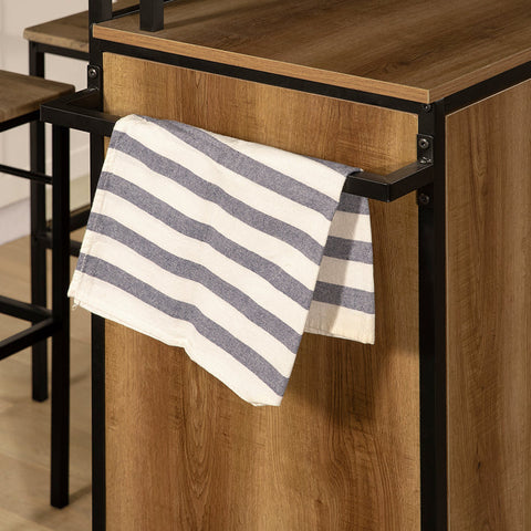 Rootz Kitchen Trolley with Worktop - Kitchen Island - Mobile Kitchen Cabinet - Adjustable Shelves - Versatile Storage - Durable PB(E1) and Metal - 113cm x 106cm x 69cm