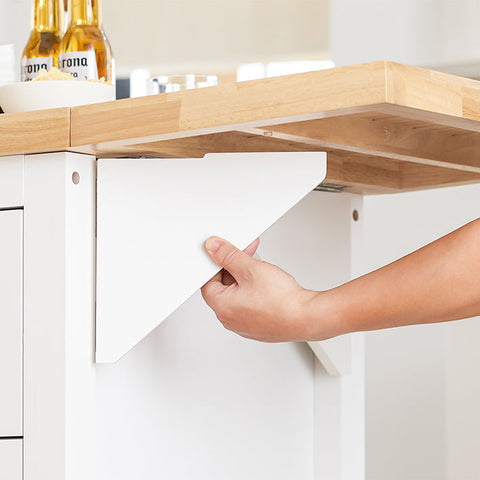 Rootz Kitchen Island - Sideboard - Bar Table - Expandable Design - Adjustable Storage - Easy Assembly - 110-145cm x 95cm x 60cm