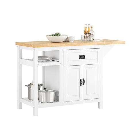 Rootz Kitchen Island - Sideboard - Bar Table - Expandable Design - Adjustable Storage - Easy Assembly - 110-145cm x 95cm x 60cm