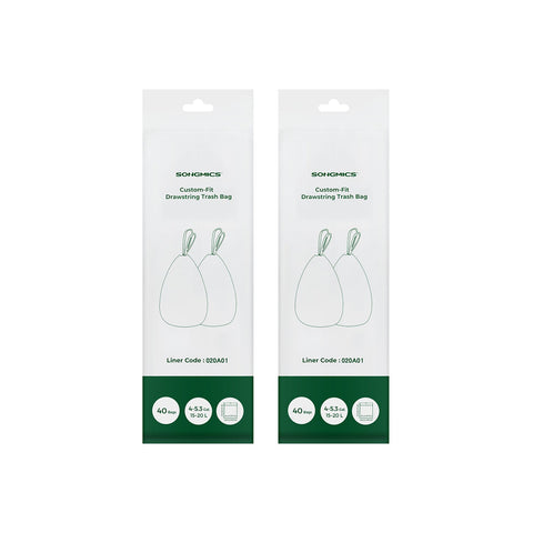 Rootz 2 Pack Drawstring Trash Bags - Garbage Bags - Waste Bags - Polyethylene Plastic - 42cm x 60cm - 15-20 Liter Capacity - Lightweight - Durable - Eco-Friendly
