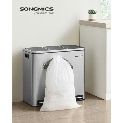 Rootz 2 Pack Drawstring Trash Bags - Garbage Bags - Waste Bags - Polyethylene Plastic - 42cm x 60cm - 15-20 Liter Capacity - Lightweight - Durable - Eco-Friendly