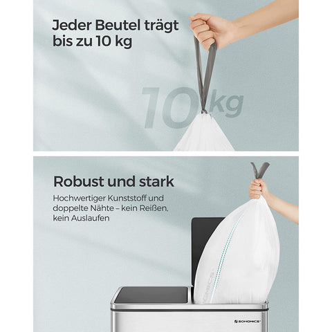 Rootz 4 Pack White Plastic Muslin Bags - Reusable Storage Bags - Eco-Friendly Containers - 30 Liter Capacity - 74cm x 53cm - Lightweight - 8cm x 23cm - 3.2kg Total Weight