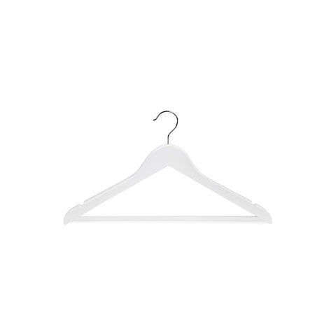 Rootz 20 Pack White Wooden Clothes Hangers - Maple Wood - Trouser Bar - Chrome Plated Hooks - Organize Closet - Space Saving - 44.5cm x 23cm x 1.2cm