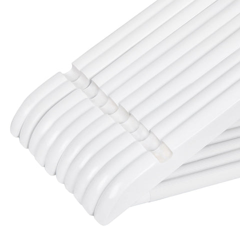 Rootz 20 Pack White Wooden Clothes Hangers - Maple Wood - Trouser Bar - Chrome Plated Hooks - Organize Closet - Space Saving - 44.5cm x 23cm x 1.2cm