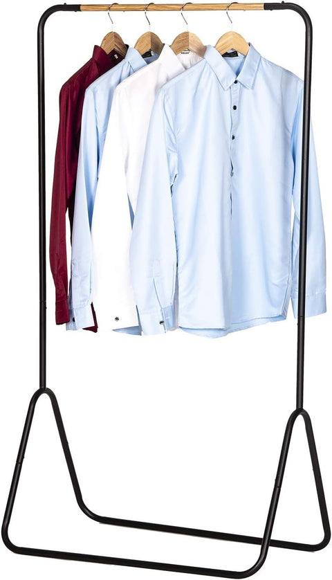 Rootz Metal Clothes Rack - Garment Stand - Wardrobe Organizer - Black/White - Space-saving - 79cm x 43cm x 145cm
