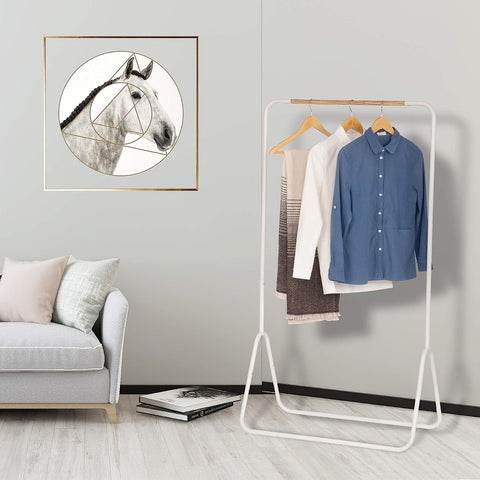 Rootz Metal Clothes Rack - Garment Stand - Wardrobe Organizer - Black/White - Space-saving - 79cm x 43cm x 145cm