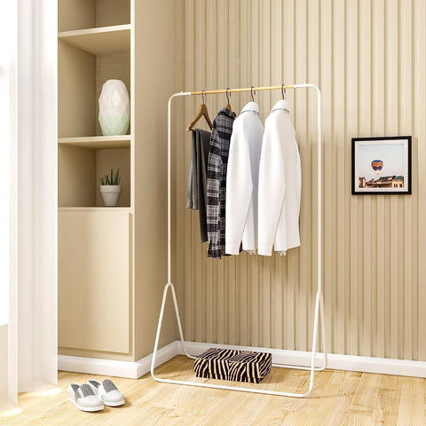 Rootz Metal Clothes Rack - Garment Stand - Wardrobe Organizer - Black/White - Space-saving - 79cm x 43cm x 145cm