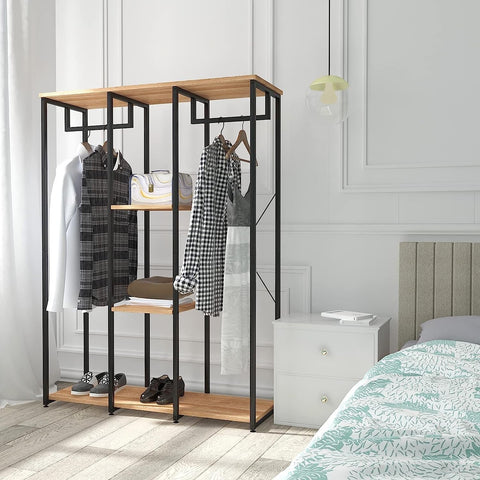 Rootz Multifunctional Clothes Rack - Coat Stand - Wardrobe - Open Storage - MDF & Steel - 40cm x 167cm x 120cm