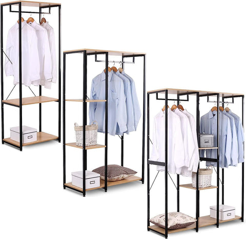 Rootz Multifunctional Clothes Rack - Coat Stand - Wardrobe - Open Storage - MDF & Steel - 40cm x 167cm x 120cm