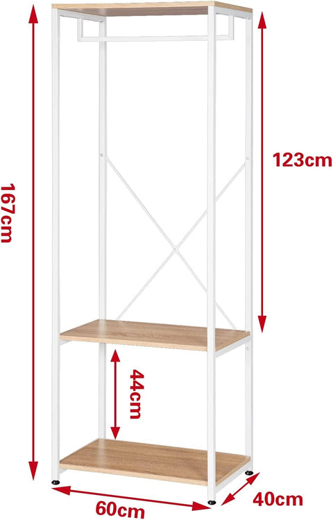 Rootz Multifunctional Clothes Rack - Coat Hanger - Wardrobe Organizer - High Quality MDF - 60cm x 167cm x 40cm