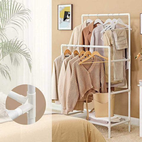Rootz Morning Stress-Free Clothes Rack - Wardrobe Organizer - Clothing Stand - Iron Pipes - Non-Woven Fabric - Space Saving - Easy Assembly - 84cm x 44cm x 154cm