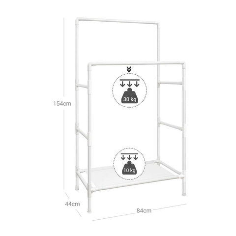 Rootz Morning Stress-Free Clothes Rack - Wardrobe Organizer - Clothing Stand - Iron Pipes - Non-Woven Fabric - Space Saving - Easy Assembly - 84cm x 44cm x 154cm