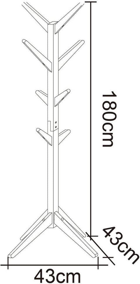 Rootz Clothes Rack - Standing Coat Rack - Wardrobe Stand - Solid Wood - Sturdy - Space-Saving - 180cm x 43cm x 43cm