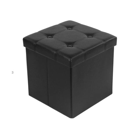 Rootz Small Cube Seat - Faux Leather - Stool - Storage Space - Robust-stable - Long-lasting - Practical Storage Aid - Novel Design - MDF Fiberboard - White - 38 X 35 X 35 Cm