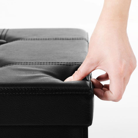 Rootz Small Cube Seat - Faux Leather - Stool - Storage Space - Robust-stable - Long-lasting - Practical Storage Aid - Novel Design - MDF Fiberboard - White - 38 X 35 X 35 Cm