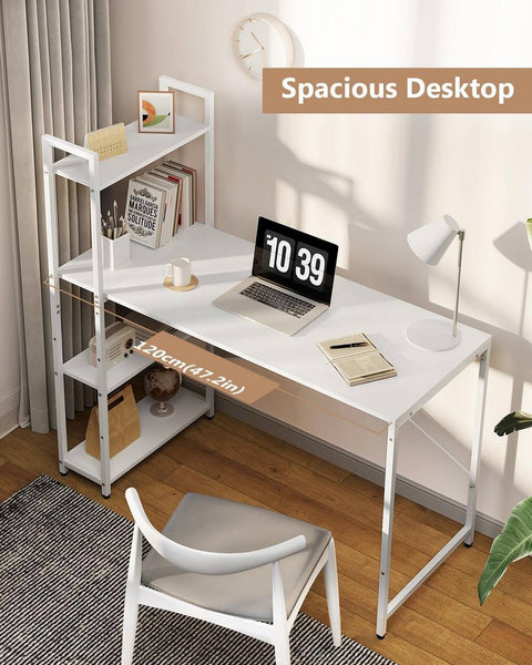Rootz Corner Desk with Shelves - Office Table - Computer Desk - Industrial Style - E1 Grade Wood - 120cm x 120cm x 50cm
