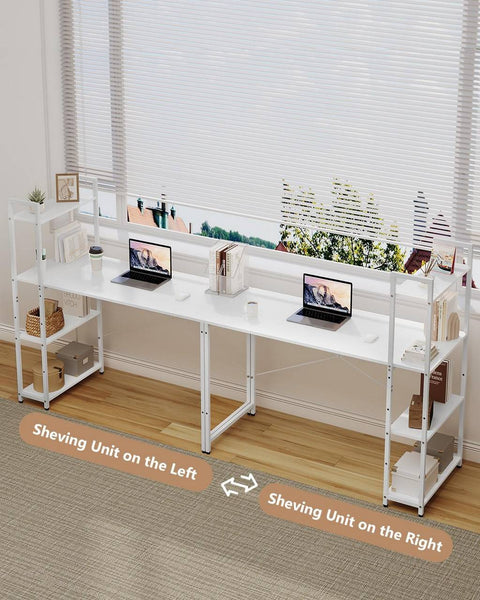 Rootz Corner Desk with Shelves - Office Table - Computer Desk - Industrial Style - E1 Grade Wood - 120cm x 120cm x 50cm