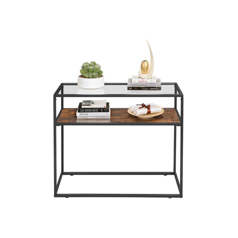 Rootz Glass Top Console Table - Entryway Table - Sofa Table - Elegant Design - 120cm x 35cm x 75cm