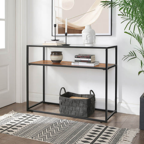 Rootz Glass Top Console Table - Entryway Table - Sofa Table - Elegant Design - 120cm x 35cm x 75cm