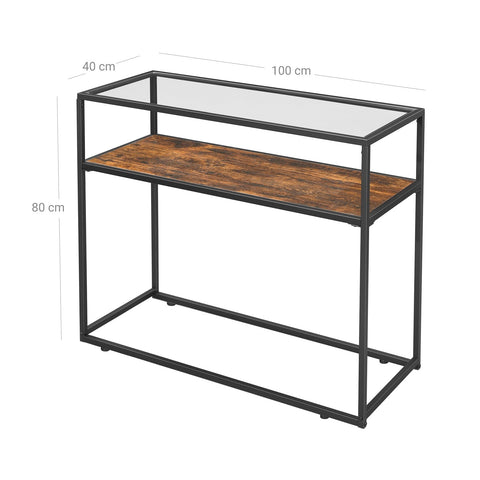 Rootz Glass Top Console Table - Entryway Table - Sofa Table - Elegant Design - 120cm x 35cm x 75cm