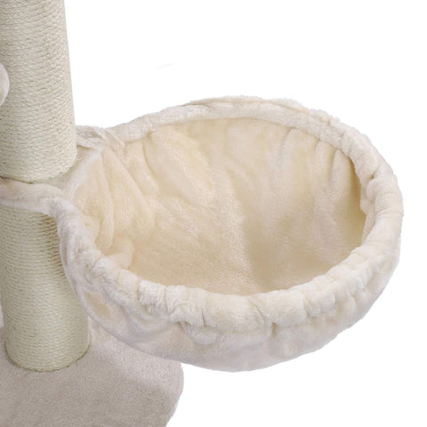 Rootz Cat Trees House - Double Floor - Change Direction - Scratching Post - Large Cats - Viewing Platform - Space-saving Cat - Carb Certified Chipboard Plush-sisal - Beige - 70 x 60 x 112 cm