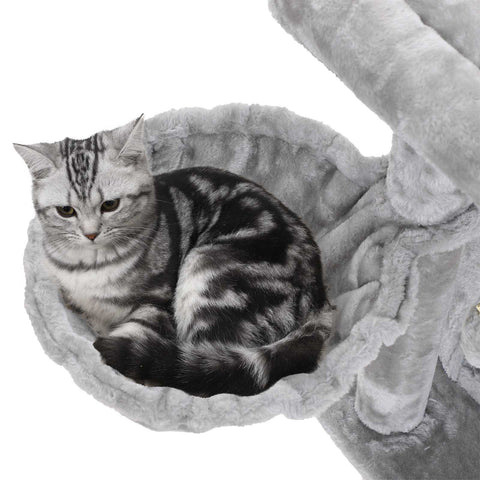 Rootz Cat Scratching Post - Cat Tower - Kitty Condo - Sisal Scratcher - Plush Platforms - Cozy Cave - 48cm x 48cm x 96cm