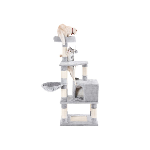 Rootz Medium Cat Tree Scratching Post - Multi-Function Cat Tower - Playful Cat Condo - Plush Lying Surfaces - Chipboard Construction - 55cm x 40cm x 138cm