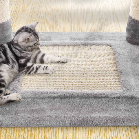 Rootz Medium Cat Tree Scratching Post - Multi-Function Cat Tower - Playful Cat Condo - Plush Lying Surfaces - Chipboard Construction - 55cm x 40cm x 138cm