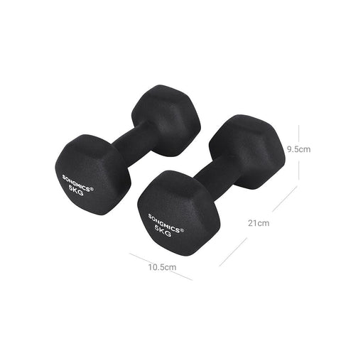 Rootz Dumbbell - Set Of 2 Adjustable Dumbbells -  With Matte Coating - Non-slip Matte Dumbbell  - Fitness Dumbbells - Comfort Grip - Durable Rubberized Dumbbells - Matt Black