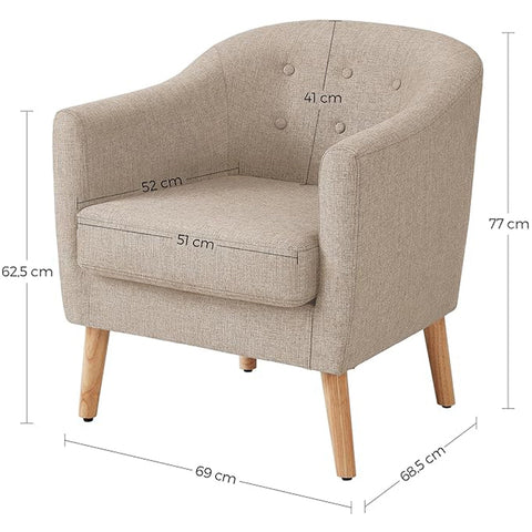 Rootz Lounge Chair - Loungesessel - Relax Chair - Padded Comfort - 69cm x 68.5cm x 77cm