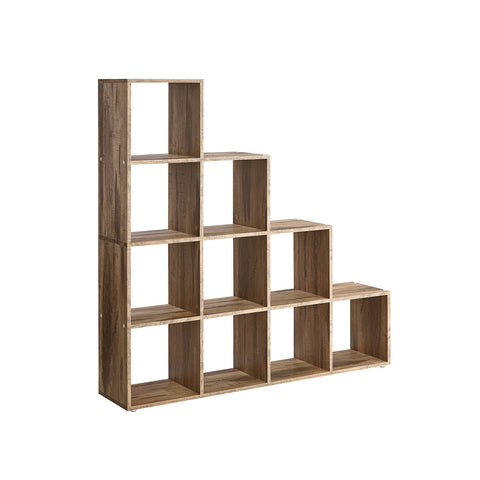 Rootz Chipboard Bookshelf - Storage Rack - Organizer - Camel Brown - 29cm x 129.5cm x 129.5cm - Spacious Compartments - Easy Assembly - Anti-Tip Feature