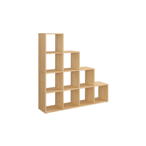 Rootz 10 Compartment Bookcase - Bookshelf - Storage Shelf - Space-Saving Design - 29 x 129.5 x 129.5 cm in Brown color