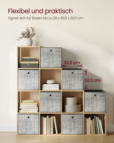 Rootz 10 Compartment Bookcase - Bookshelf - Storage Shelf - Space-Saving Design - 29 x 129.5 x 129.5 cm in Brown color