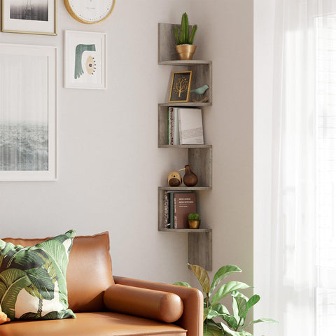 Rootz Corner Shelf Unit - Corner Bookshelf - Floating Shelf - Ample Storage Space - 20cm x 20cm x 127.5cm