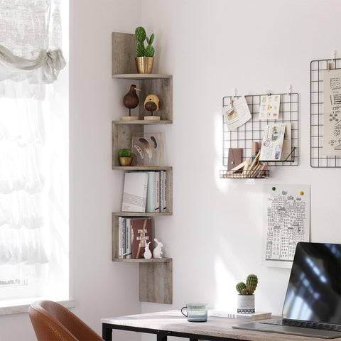 Rootz Corner Shelf Unit - Corner Bookshelf - Floating Shelf - Ample Storage Space - 20cm x 20cm x 127.5cm