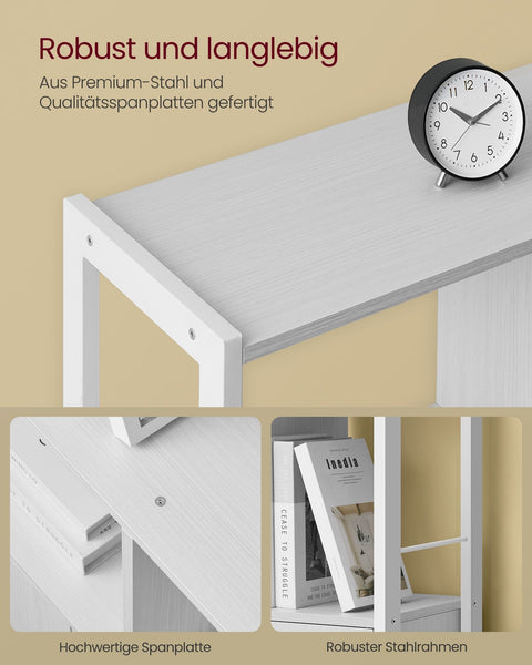 Rootz Modern Bookcase - 4 Open Shelves - Bookshelf - White - 30cm x 74cm x 154.5cm - Space-saving Design