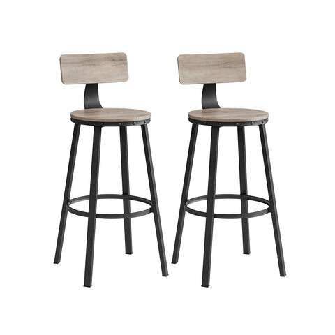 Rootz 2 Piece Set Bar Stools - Kitchen Stools - Breakfast Bar Seats - Sturdy Steel Frame - 54cm x 99cm x 37cm