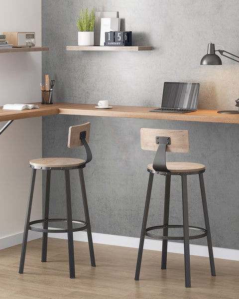 Rootz 2 Piece Set Bar Stools - Kitchen Stools - Breakfast Bar Seats - Sturdy Steel Frame - 54cm x 99cm x 37cm