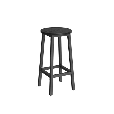 Rootz 2 Piece Set Bar Chairs - Stools - High Chairs - Chipboard and Steel - 100kg Weight Capacity - 32cm x 65cm - Ebony Black - Classic Black