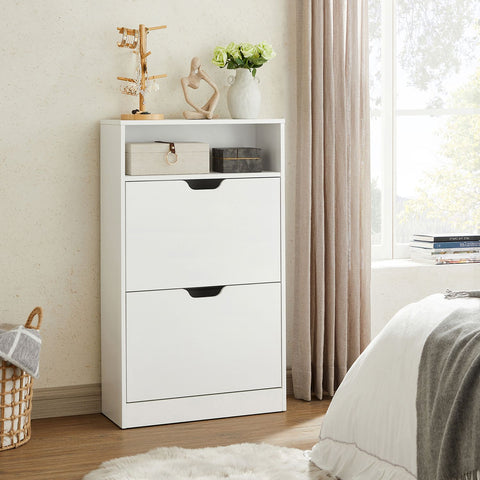 Rootz Shoe Cabinet with 2 Flaps - Shoe Organizer - Storage Solution - Maximize Space - 60 x 24 x 102 cm