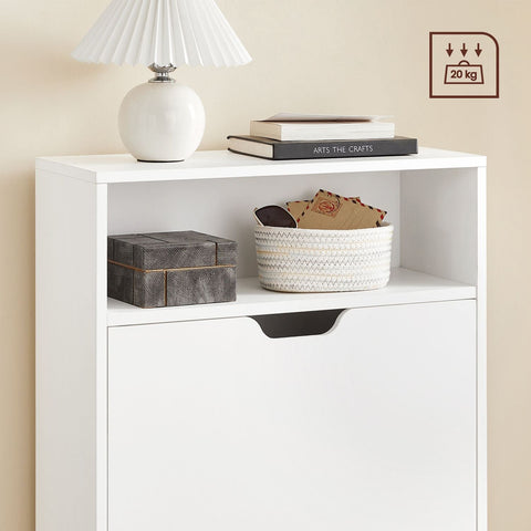 Rootz Shoe Cabinet with 2 Flaps - Shoe Organizer - Storage Solution - Maximize Space - 60 x 24 x 102 cm