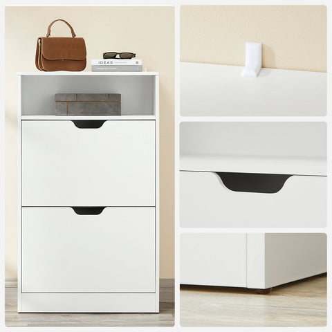 Rootz Shoe Cabinet with 2 Flaps - Shoe Organizer - Storage Solution - Maximize Space - 60 x 24 x 102 cm
