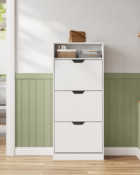 Rootz Shoe Cabinet - Footwear Organizer - Shoe Storage - 75kg Load Capacity - 24 x 60 x 139 cm - White Chipboard